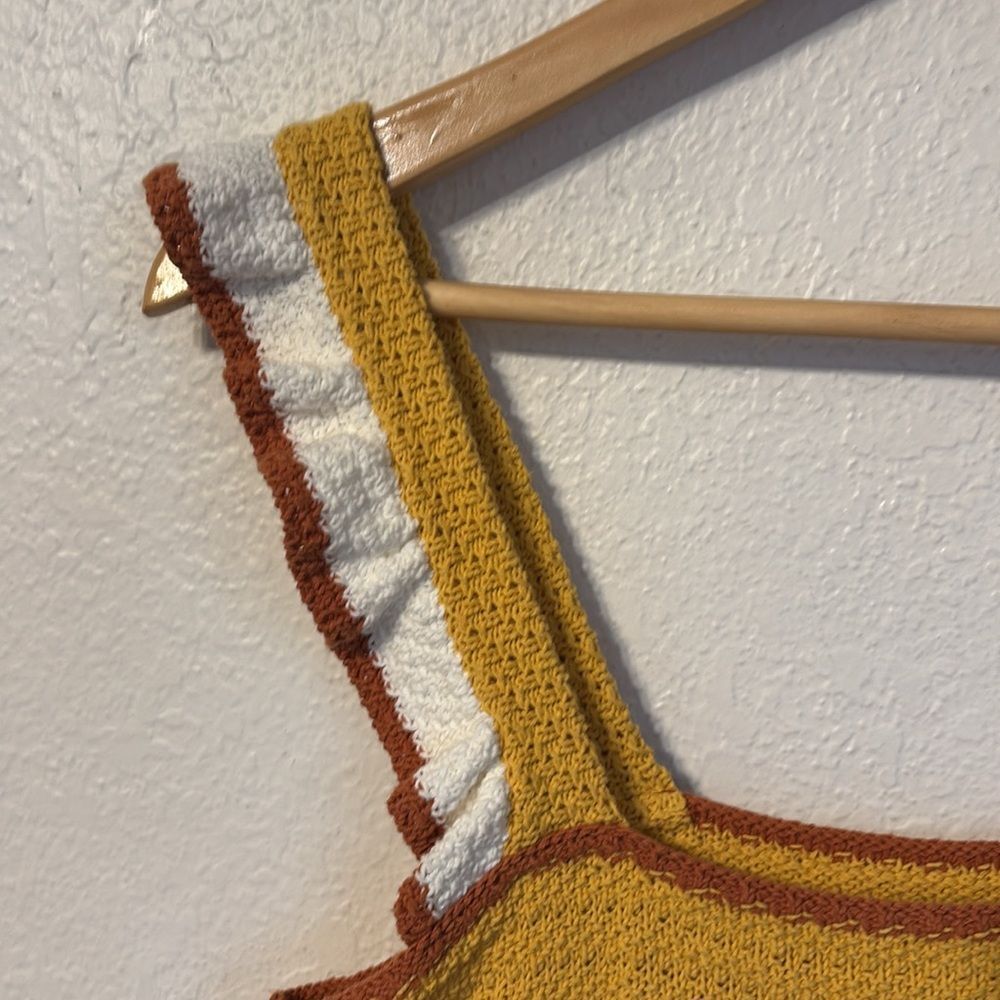 Madewell Colorblock Crocheted Ruffle-Strap Sweater Tank Small - Picture 4 of 5